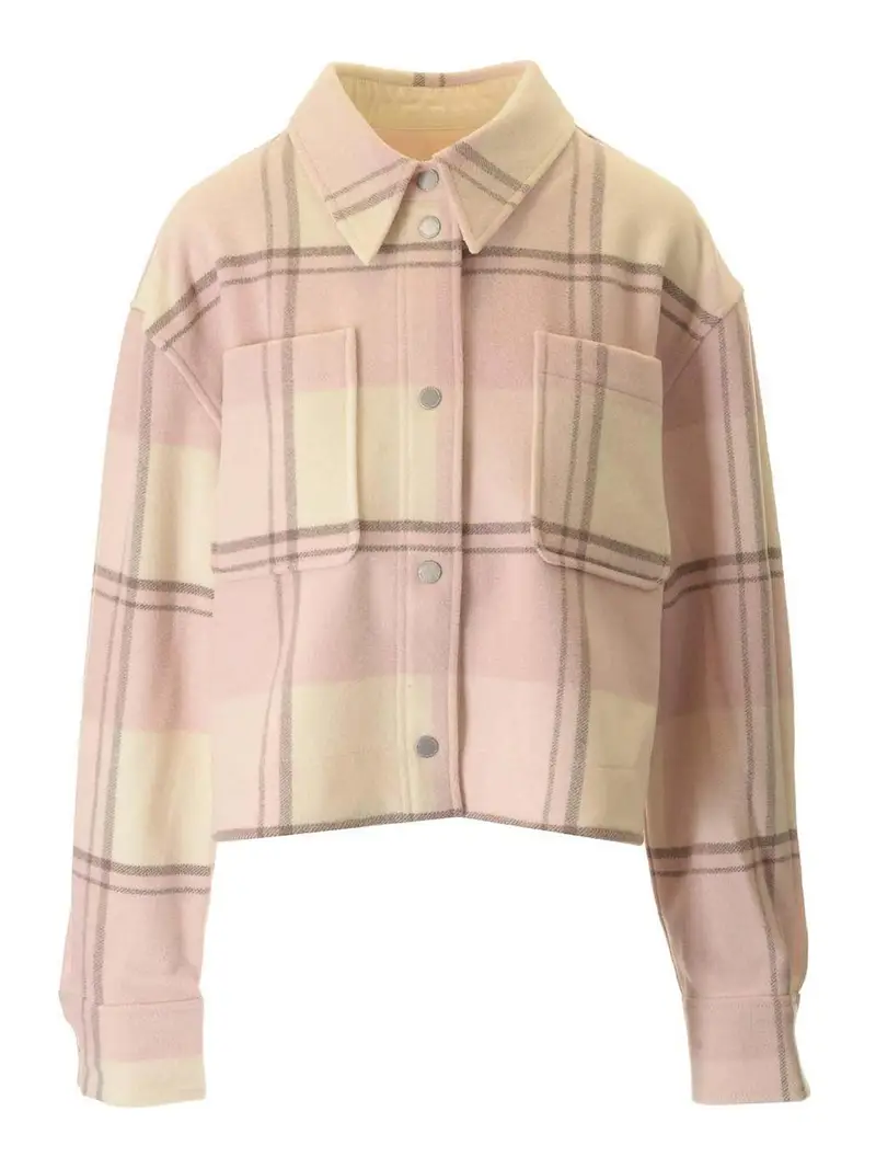 Camicia in flanella in forma Boxy Rosa