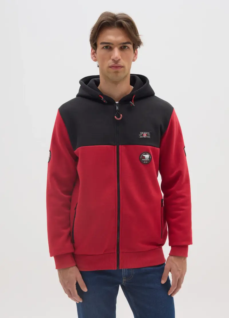 Felpa In Misto Cotone Multicolor Con Zip, Uomo, Multicolor miniatura 2