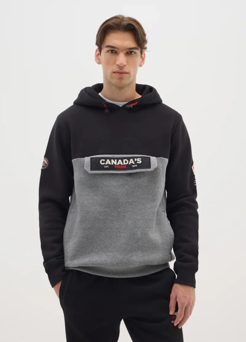 Felpa Multicolor Con Cappuccio E Tasca Frontale In Misto Cotone, Uomo, Multicolor