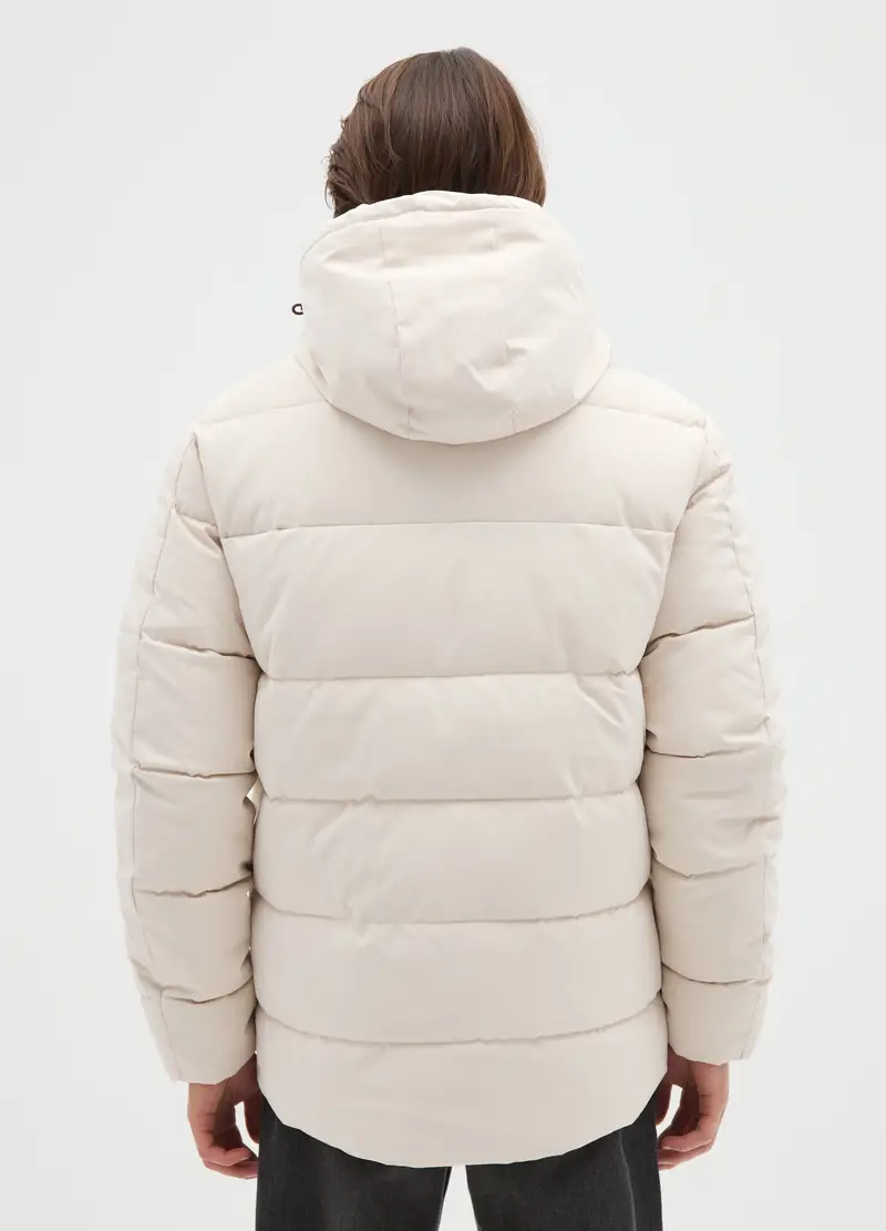 Giacca Imbottita Beige Con Cappuccio E Zip, Uomo, Beige miniatura 3