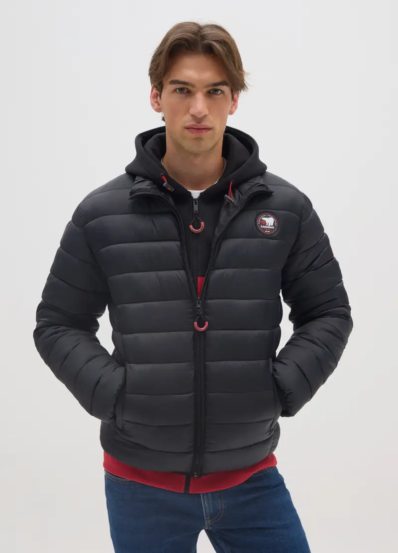 Giacca Imbottita Nera Con Zip, Uomo, Nero miniatura 2