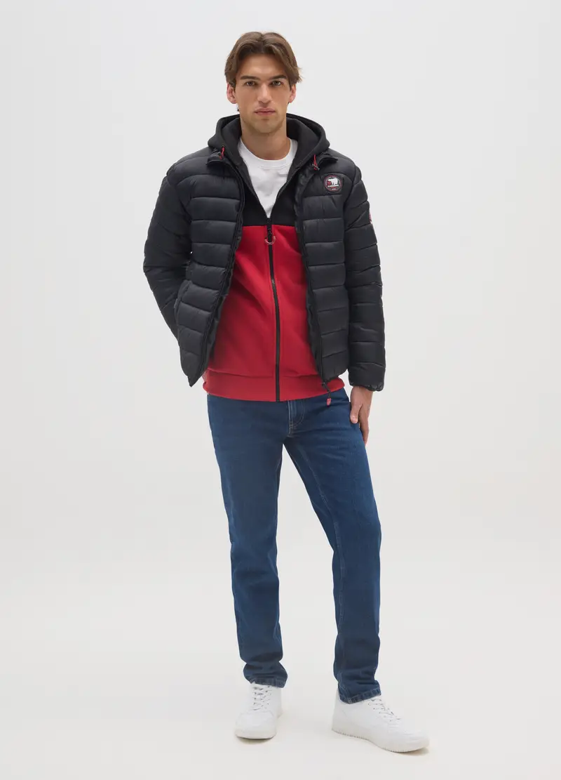 Giacca Imbottita Nera Con Zip, Uomo, Nero