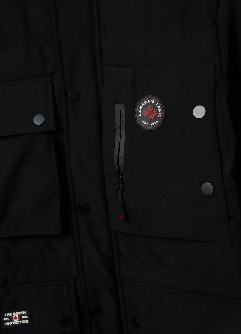 Giacca Imbottita Nera Regular Fit Cin Cappuccio E Bottoni, Uomo, Nero miniatura 2