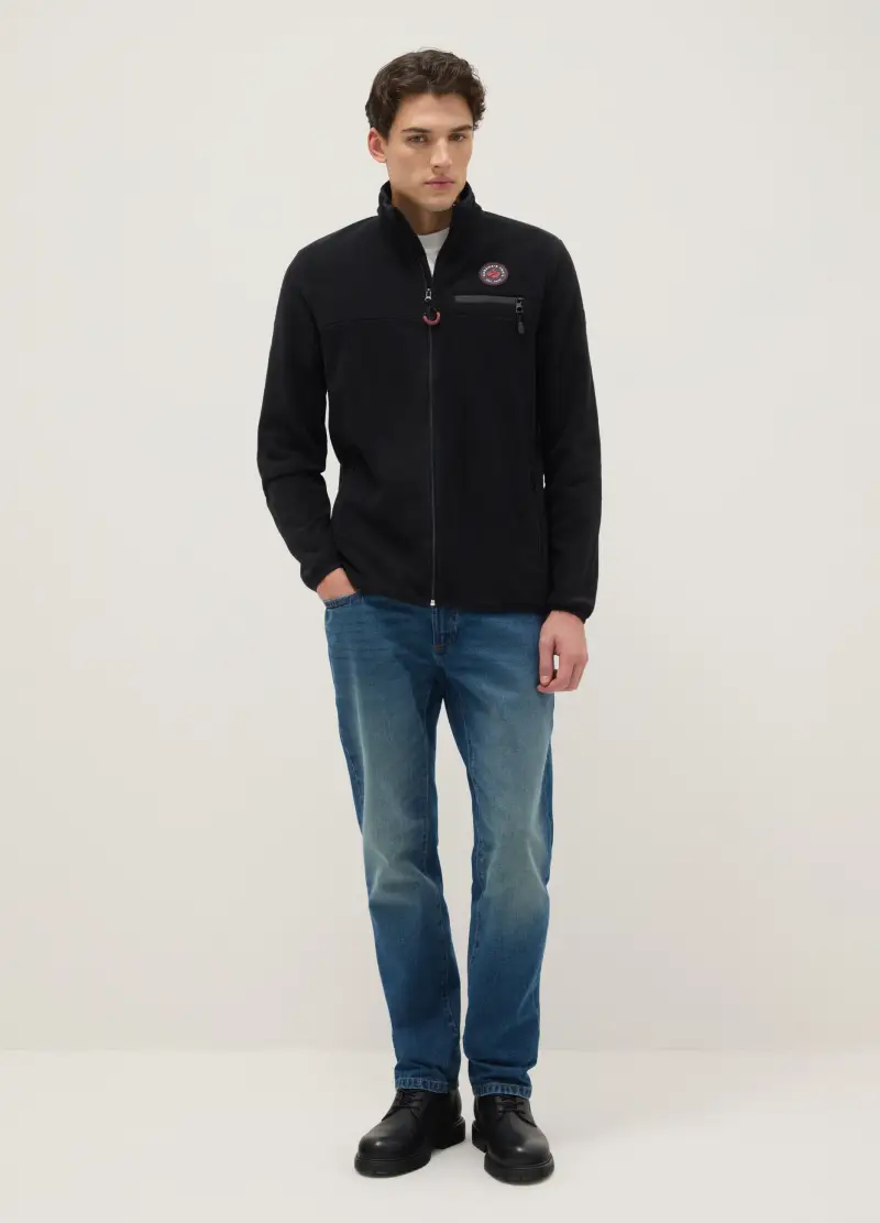 Giacca Pesante Nera Regular Fit Con Full Zip E Collo Alto, Uomo, Nero miniatura 2