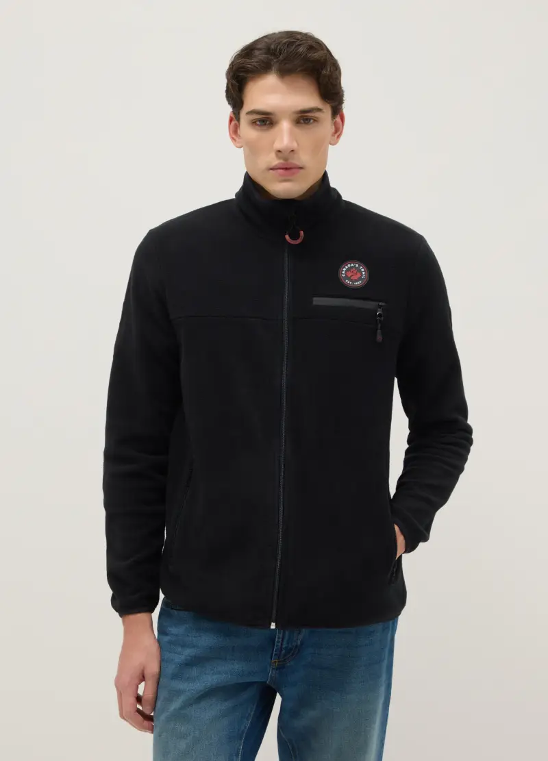 Giacca Pesante Nera Regular Fit Con Full Zip E Collo Alto, Uomo, Nero