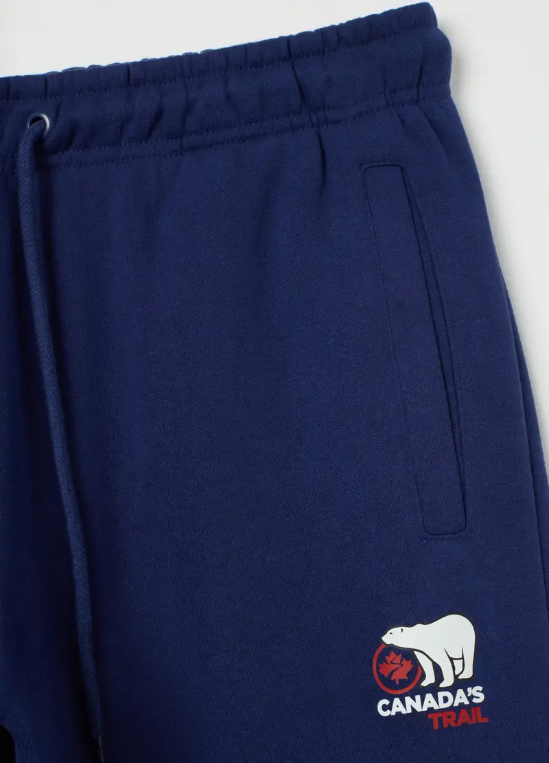 Pantaloni Jogger In Misto Cotone Blu, Uomo, Blu miniatura 2