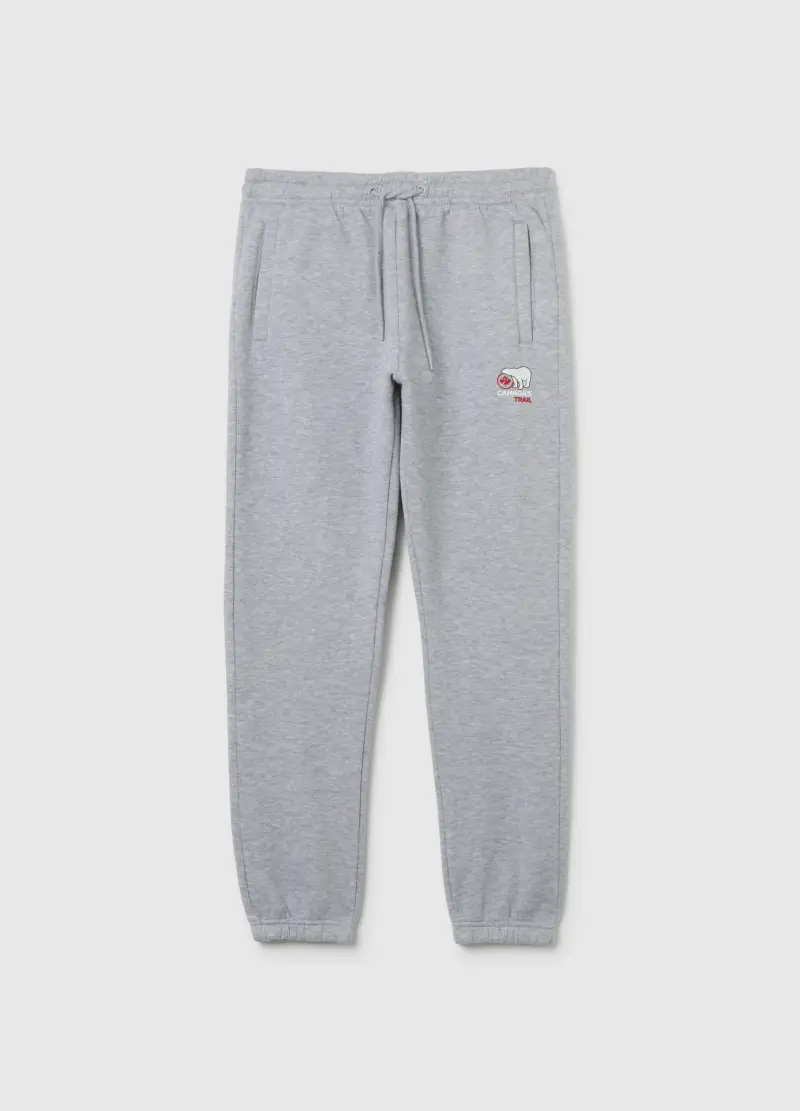 Pantaloni Jogger In Misto Cotone Grigi, Uomo, Grigio