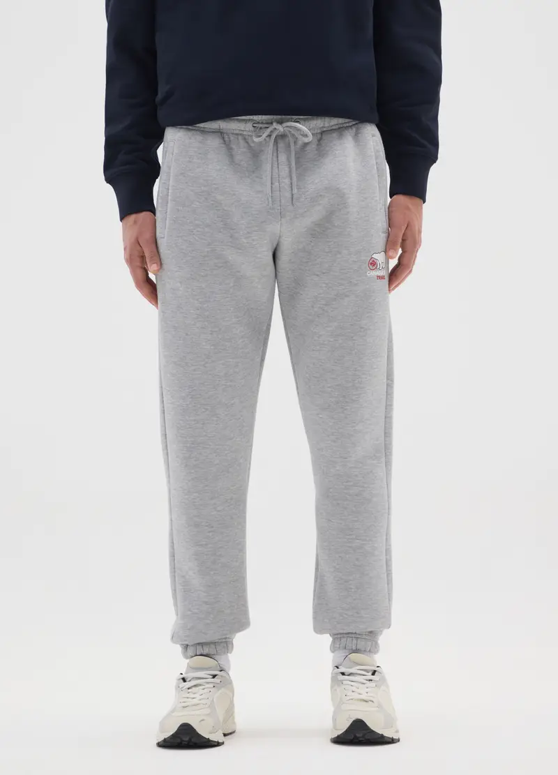 Pantaloni Jogger In Misto Cotone Grigi, Uomo, Grigio miniatura 2