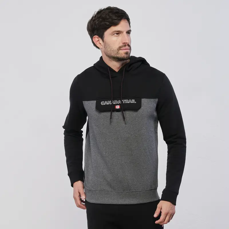 Felpa grigia da uomo con cappuccio e stampa maxi logo