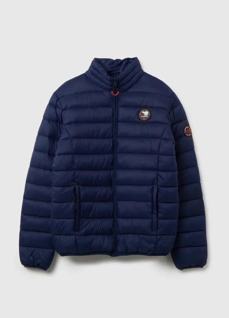 Giacca Imbottita Blu Con Zip, Uomo, Blu