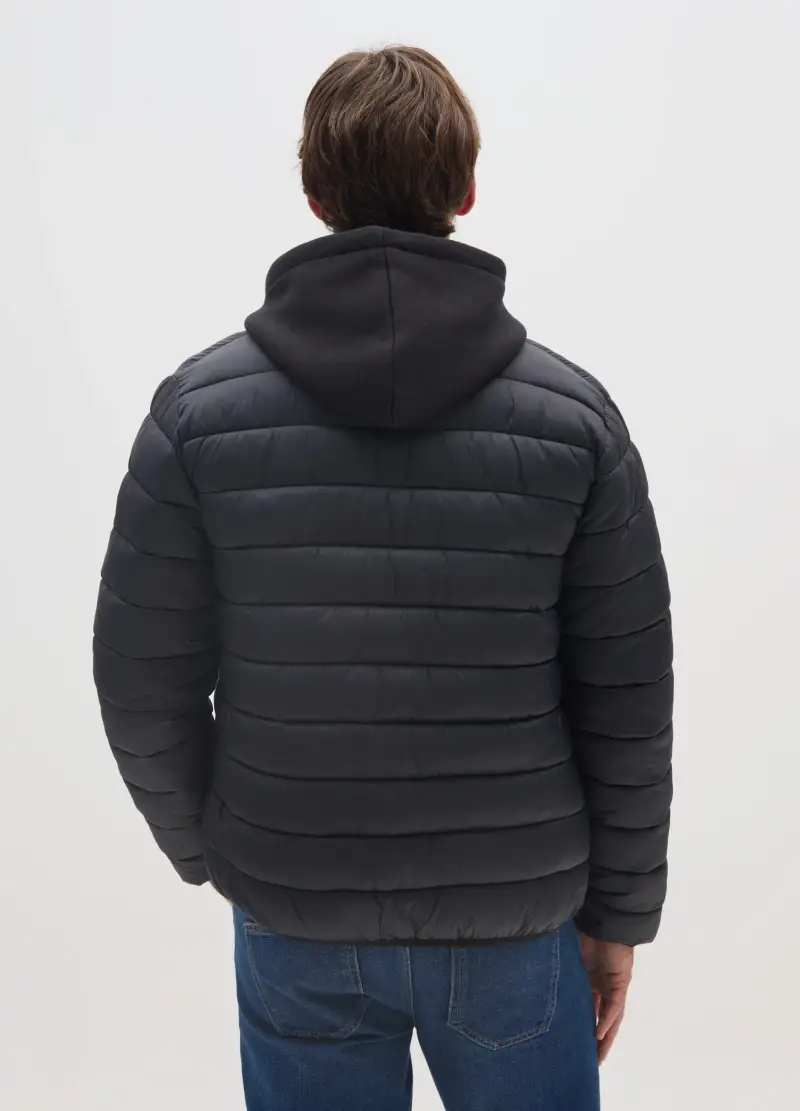 Giacca Imbottita Nera Con Zip, Uomo, Nero miniatura 3