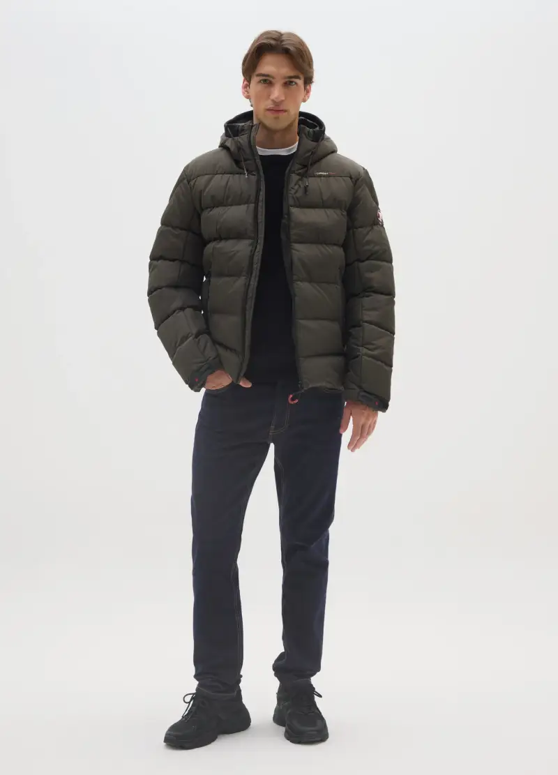 Giacca Imbottita Verde Regular Con Zip, Uomo, Verde