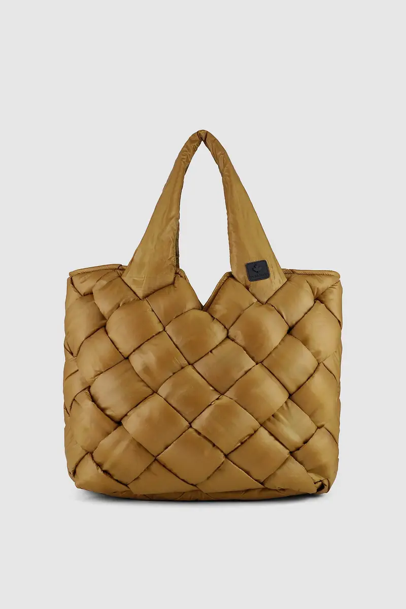 Borsa tote intrecciata riciclata GOLDEN BROWN