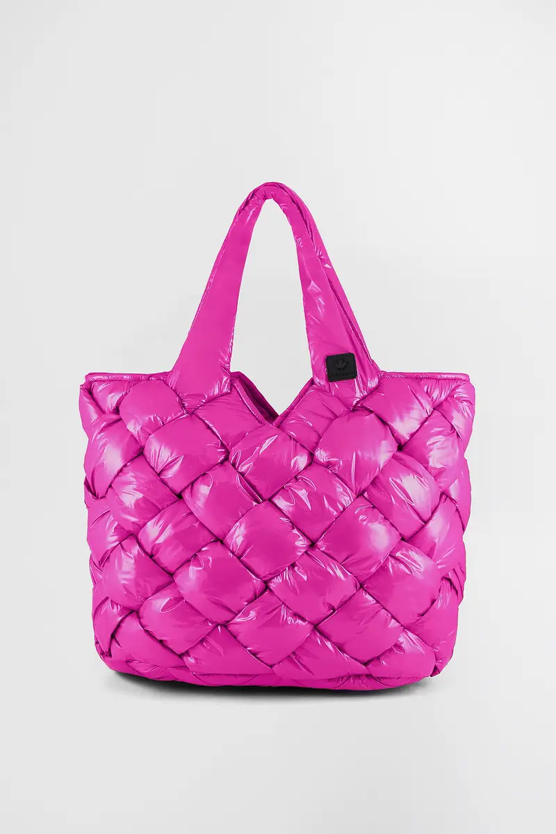Borsa tote intrecciata riciclata Recycled glossy fuxia