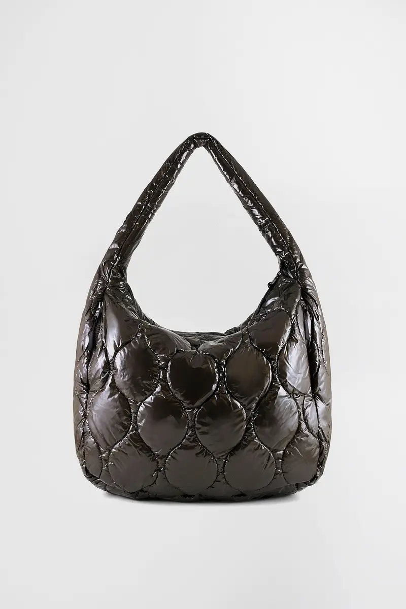 Borsa tote trapuntata riciclata onion RECYCLED GLOSSY black olive