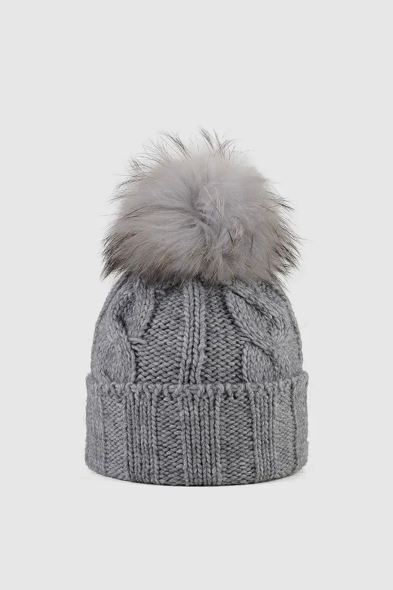 Cappello con pompon Pearl grey