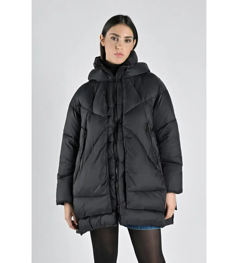 per donna CN G224410W Eugenia cappotto nero (M), Casual, Nylon