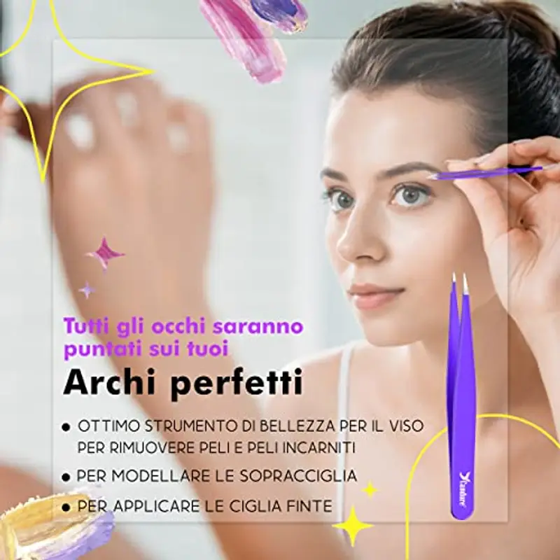 Candure Pinzette Sopracciglia Professionale Acciaio Inox Pinza Peli Incarniti Precisione Pinzetta per Tirare Antiscivolo Punta Obliqua Pinze per Uomini e Donne 2 Pezzo miniatura 3
