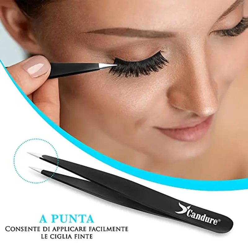 Candure Pinzette Sopracciglia Professionali - Punta in Acciaio Inossidabile Pinzetta per Sopracciglia per Rimozione Punti neri per Uomini e Donne - Set di 4 Pezzi miniatura 3