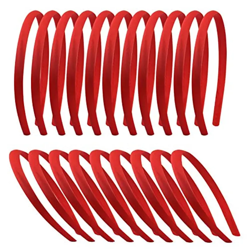 Candygirl 20 Pezzi 10 mm Bambina Ragazze fai da te Fascia per Capelli Rosso in Raso Cerchietti Coperto di Nastro