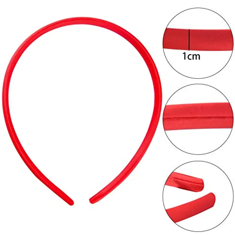 Candygirl 20 Pezzi 10 mm Bambina Ragazze fai da te Fascia per Capelli Rosso in Raso Cerchietti Coperto di Nastro miniatura 2