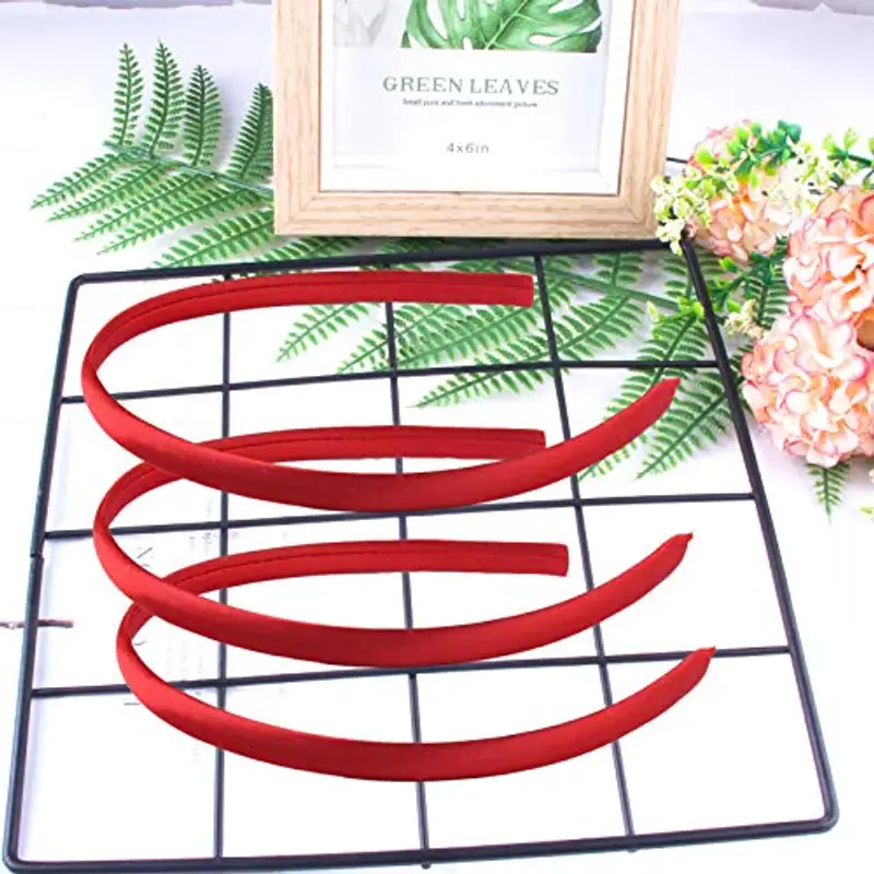 Candygirl 20 Pezzi 10 mm Bambina Ragazze fai da te Fascia per Capelli Rosso in Raso Cerchietti Coperto di Nastro miniatura 3