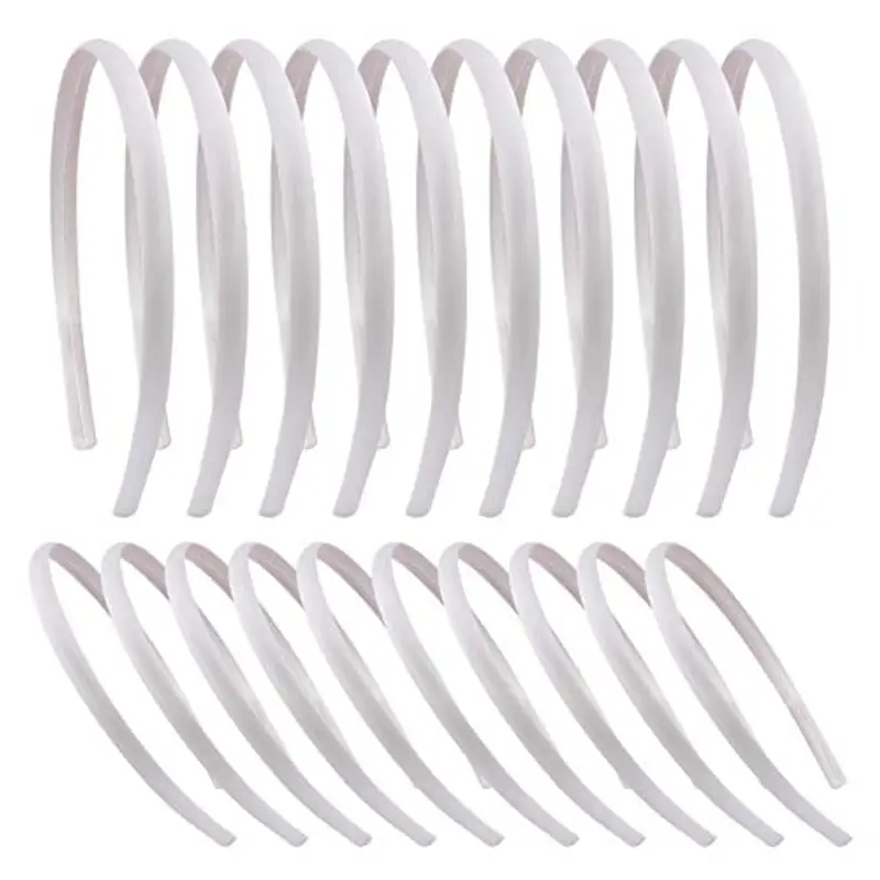 Candygirl 20 Pezzi 10 mm Bambina/Ragazze Fascia per Capelli in Bianco Cerchietti Coperto di Nastro Accessorio dei