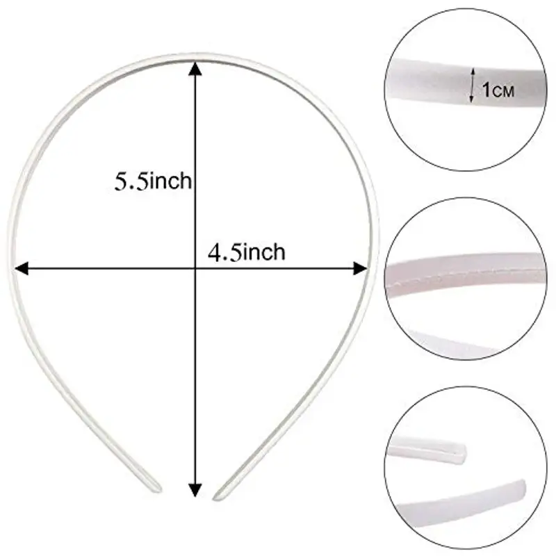 Candygirl 20 Pezzi 10 mm Bambina/Ragazze Fascia per Capelli in Bianco Cerchietti Coperto di Nastro Accessorio dei miniatura 2