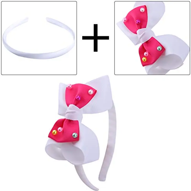 Candygirl 20 Pezzi 10 mm Bambina/Ragazze Fascia per Capelli in Bianco Cerchietti Coperto di Nastro Accessorio dei miniatura 3