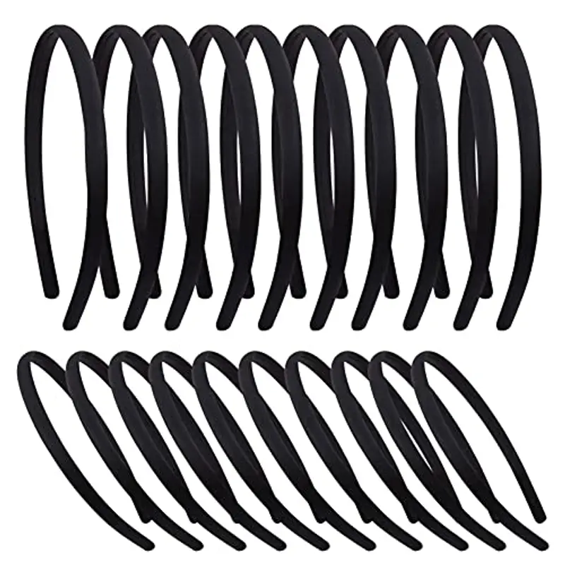 Candygirl 20 Pezzi 10 mm Bambina/Ragazze Fascia per Capelli in Nero Cerchietti Coperto di Nastro Accessorio dei