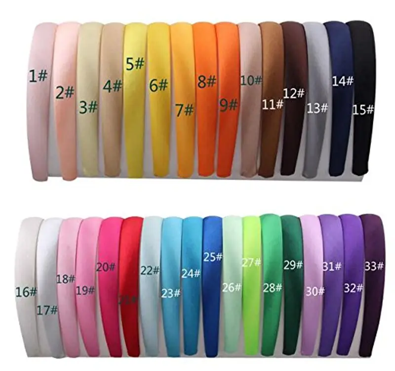 Candygirl 33 Pezzi 1.5 CM Bambina/Ragazze Fascia per Capelli in Raso Cerchietti Coperto di Nastro Accessorio dei Capelli miniatura 2