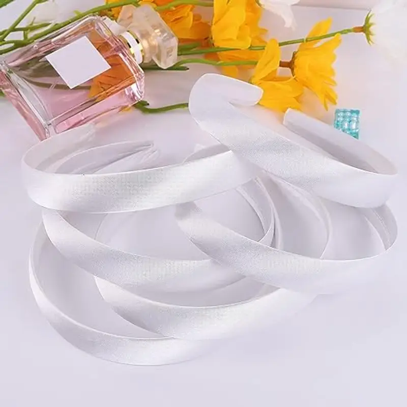 Candygirl 33 Pezzi 2CM Bambina Ragazze fai da te Fascia per Capelli in Raso Cerchietti Coperto di Bianco Accessorio dei miniatura 3