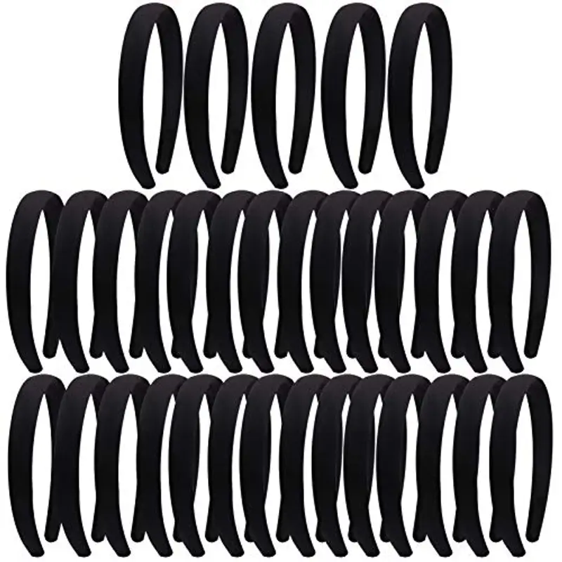 Candygirl 33 Pezzi 2CM Bambina Ragazze fai da te Nero Fascia per Capelli in Raso Cerchietti Coperto di Nastro