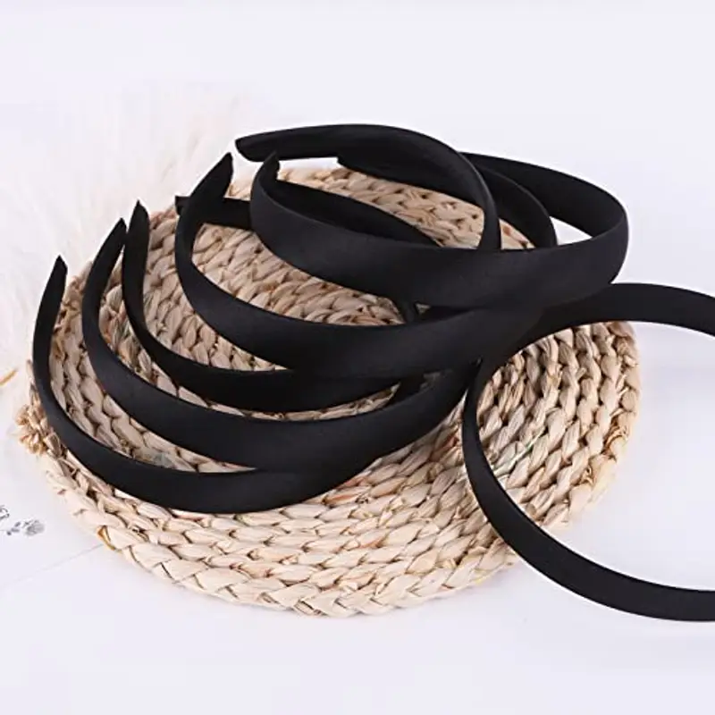 Candygirl 33 Pezzi 2CM Bambina Ragazze fai da te Nero Fascia per Capelli in Raso Cerchietti Coperto di Nastro miniatura 2