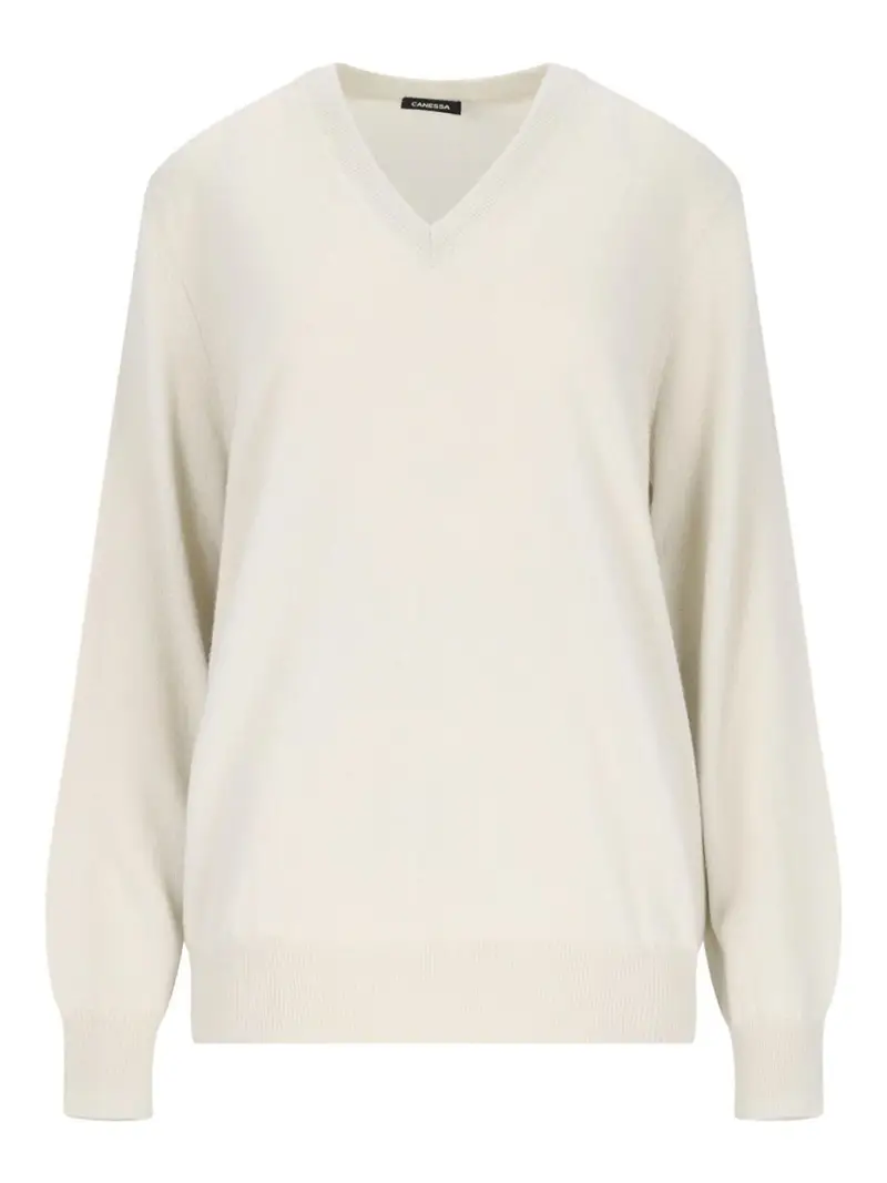 Maglione scollo a V Bianco