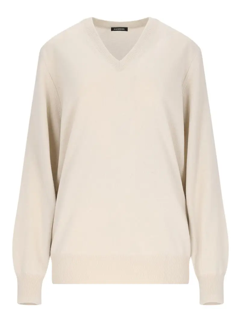 Maglione scollo a V Bianco