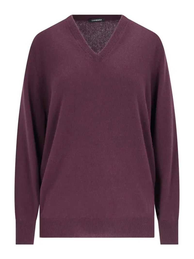 Maglione scollo a V Viola