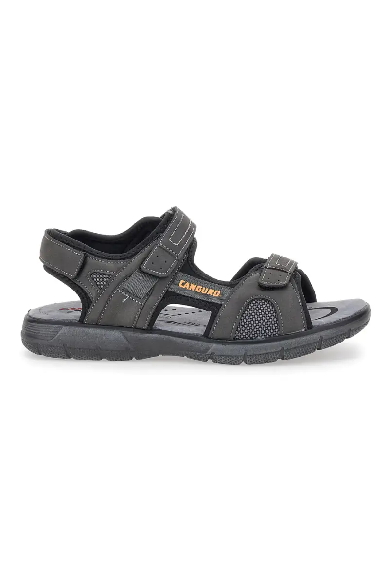 Sandali Grigi Con Strappi in Velcro Canguro 1015 [GRIGIO]