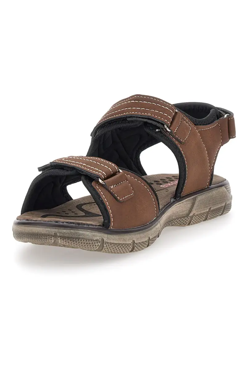 Sandali Marroni Con Strappi in Velcro Canguro 1015 [TESTA DI MORO] miniatura 3