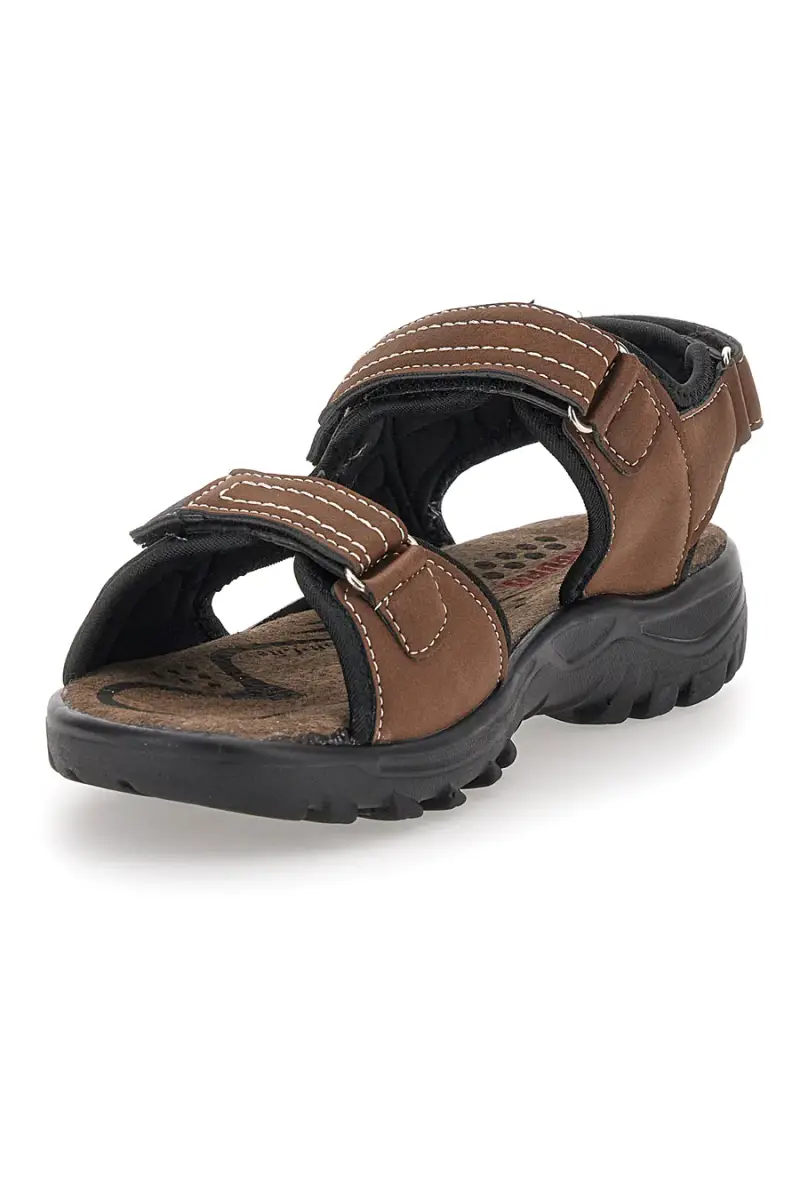 Sandali Marroni Con Strappi in Velcro Canguro 1015 [TESTA DI MORO] miniatura 3