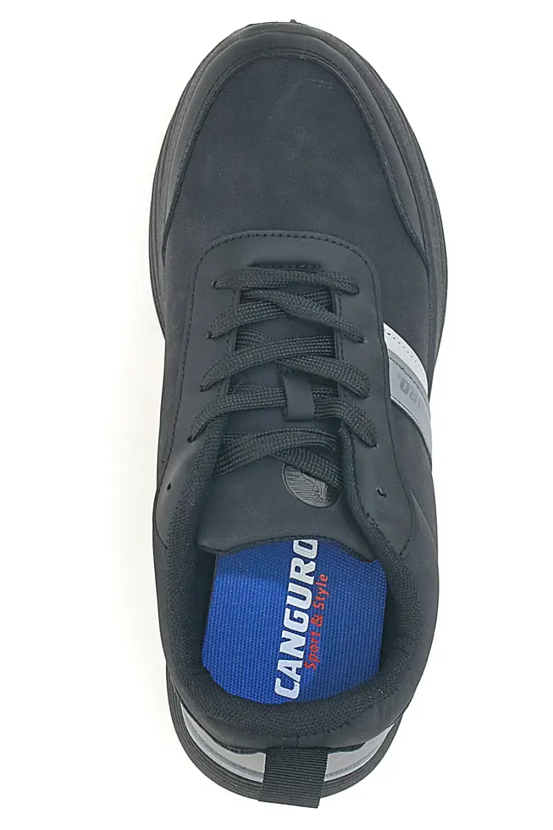 Sneakers nere con inserti grigi e suola flessibile Canguro CA1241 [NERO miniatura 3
