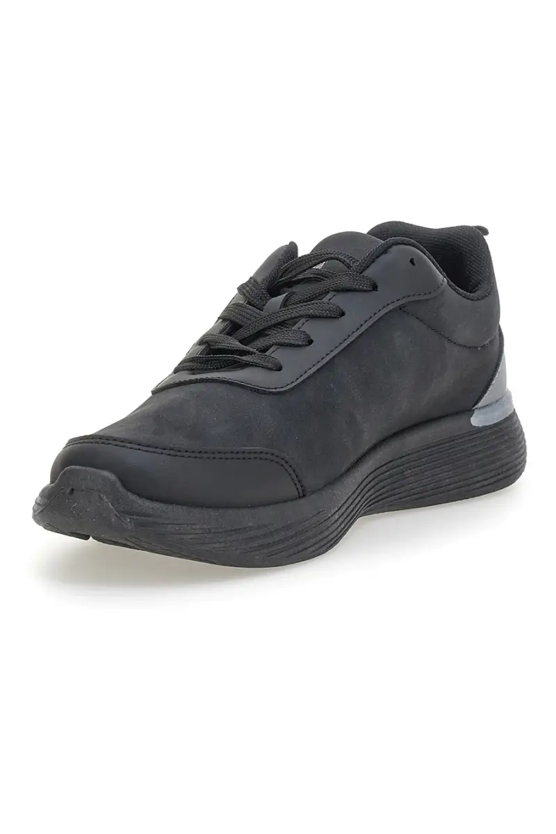 Sneakers nere con inserti grigi e suola flessibile Canguro CA1241 [NERO miniatura 4