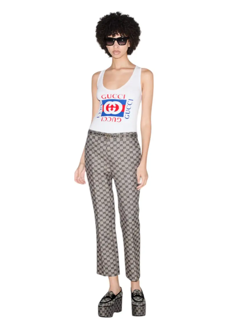 Canotta a coste Donna Gucci stampa gucci