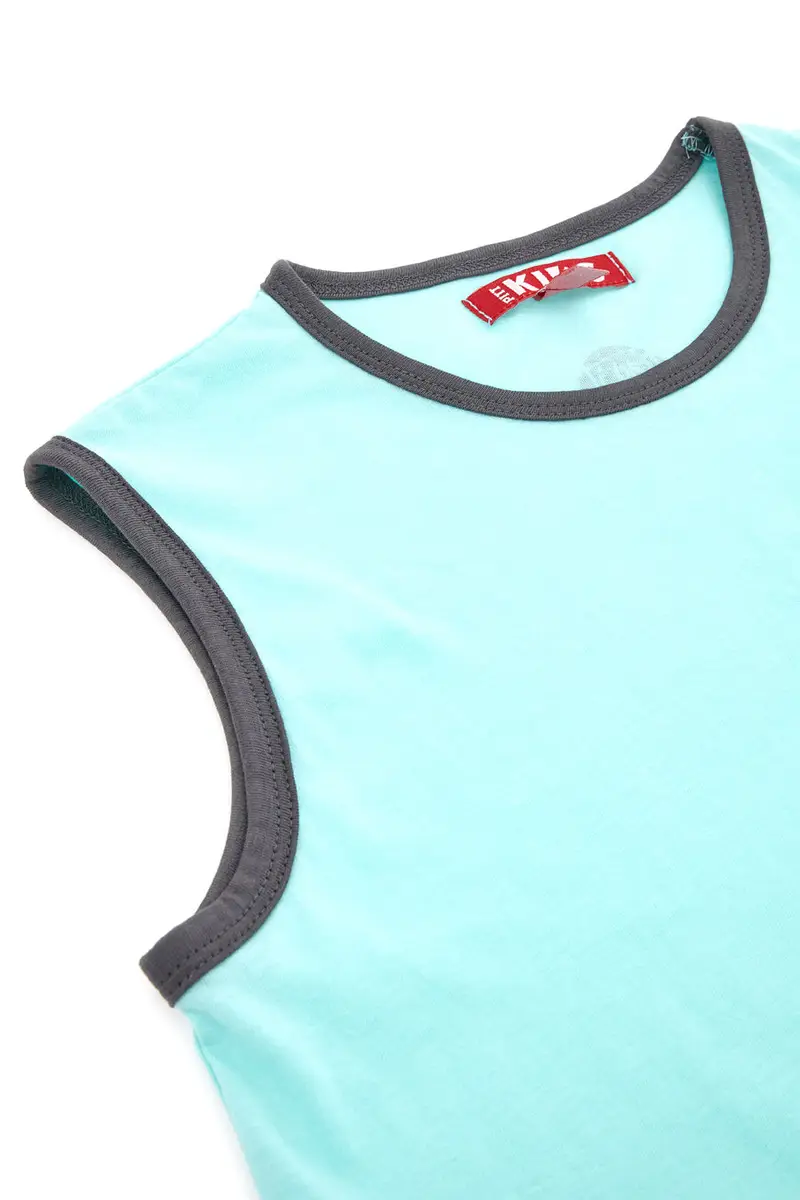 Canotta Azzurra Play It Easy con Smile Grigio PITT KIDS PT-K-T-7022 miniatura 3