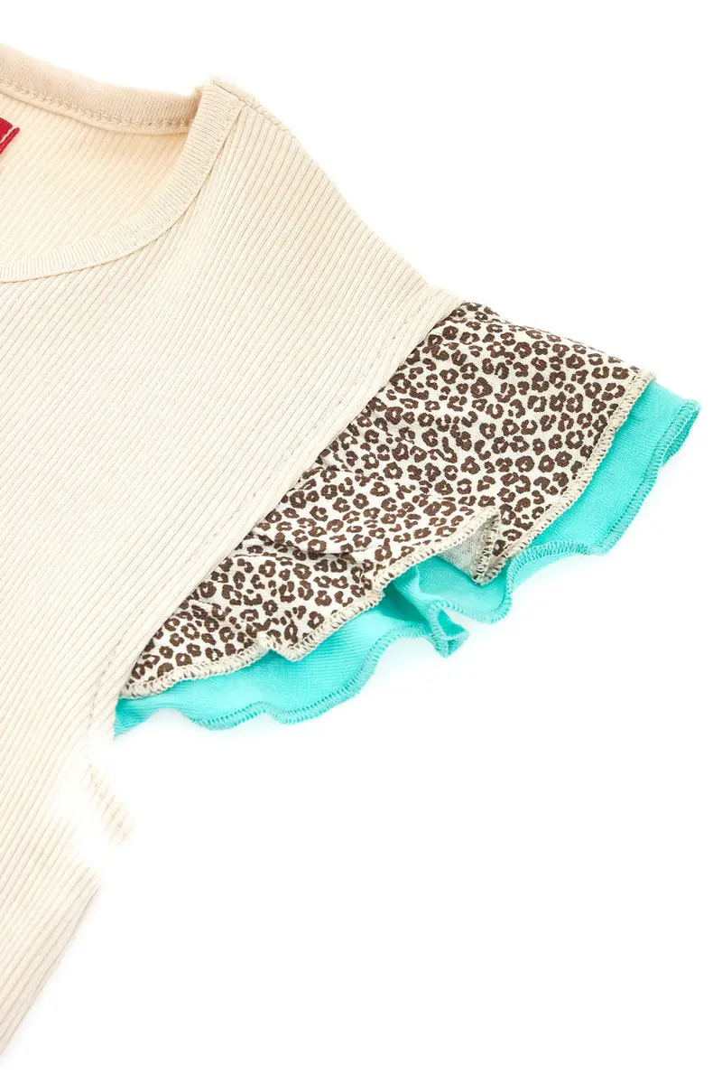 Canotta Beige Con Trama Animalier Pitt Kids PT-K-T-7010 miniatura 3