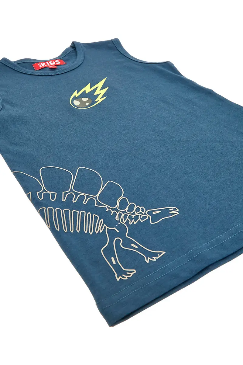 Canotta Blu Con Stampa Dinosauro Pitt Kids PT-K-T-7012 miniatura 2