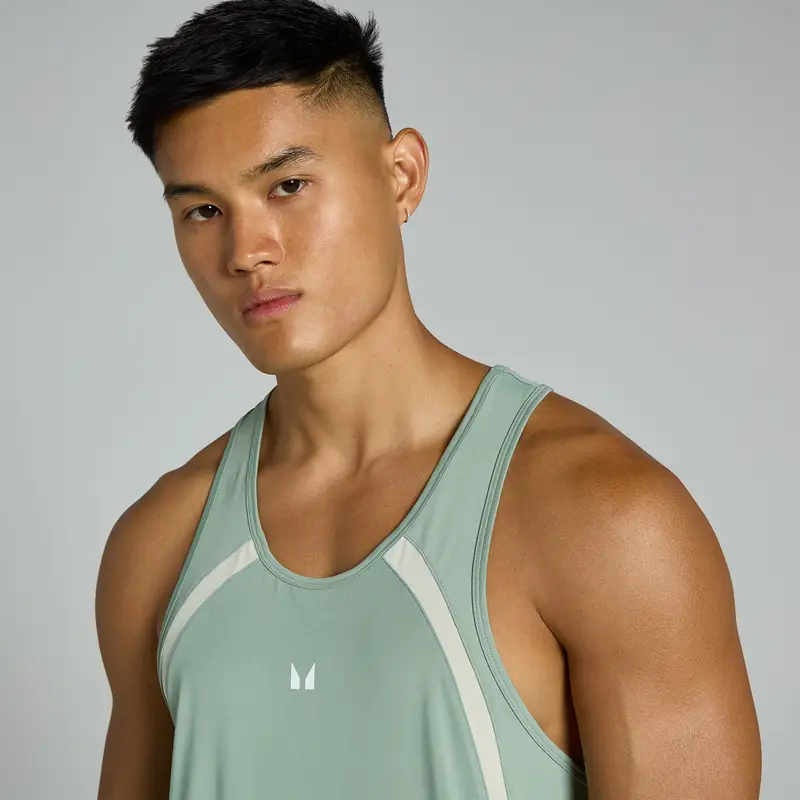 Canotta con spalline sottili e inserti MP Tempo da uomo - Verde chiaro - XS miniatura 2