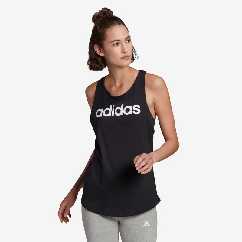 Canotta donna fitness ADIDAS LINEAR 100% cotone nera |  Adidas