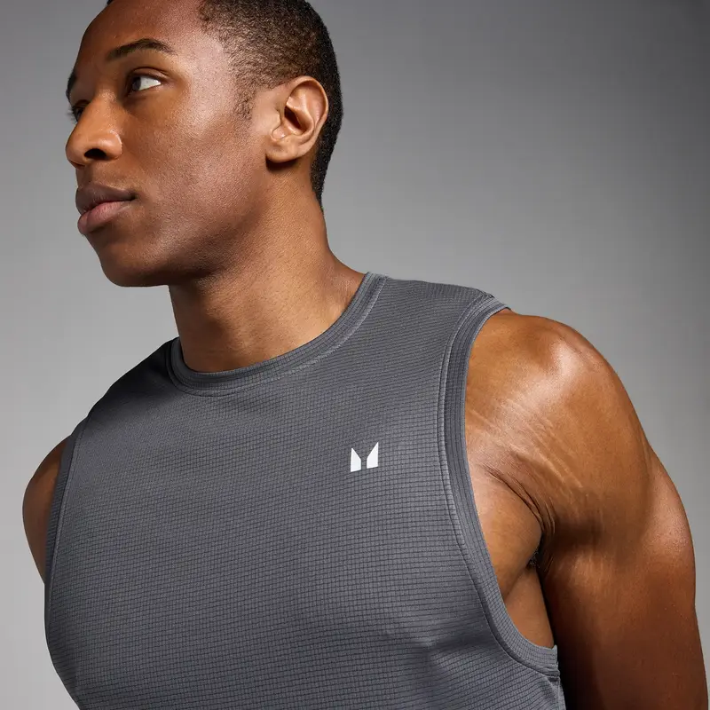 Canotta sportiva con trama a griglia MP Active da uomo - Grigio scuro - XS miniatura 3