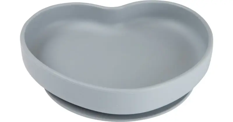 Piatto e Ventosa in Silicone Cuore - Piatto in silicone con ventosa 300 ml Grigio